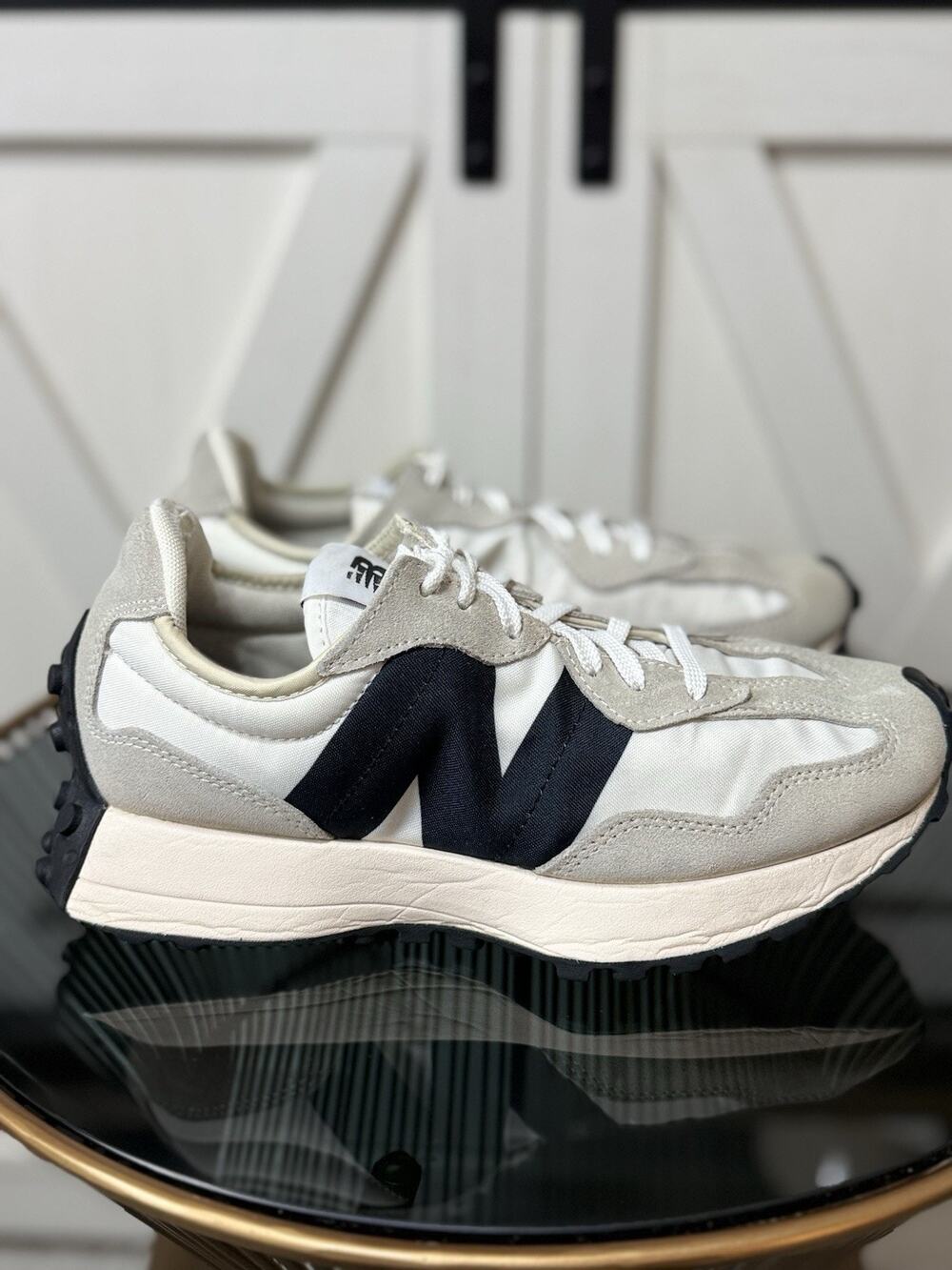 New Balance 327 Sea Salt Black Shoes Sneakers Athletic Running Women’s Size 7.5